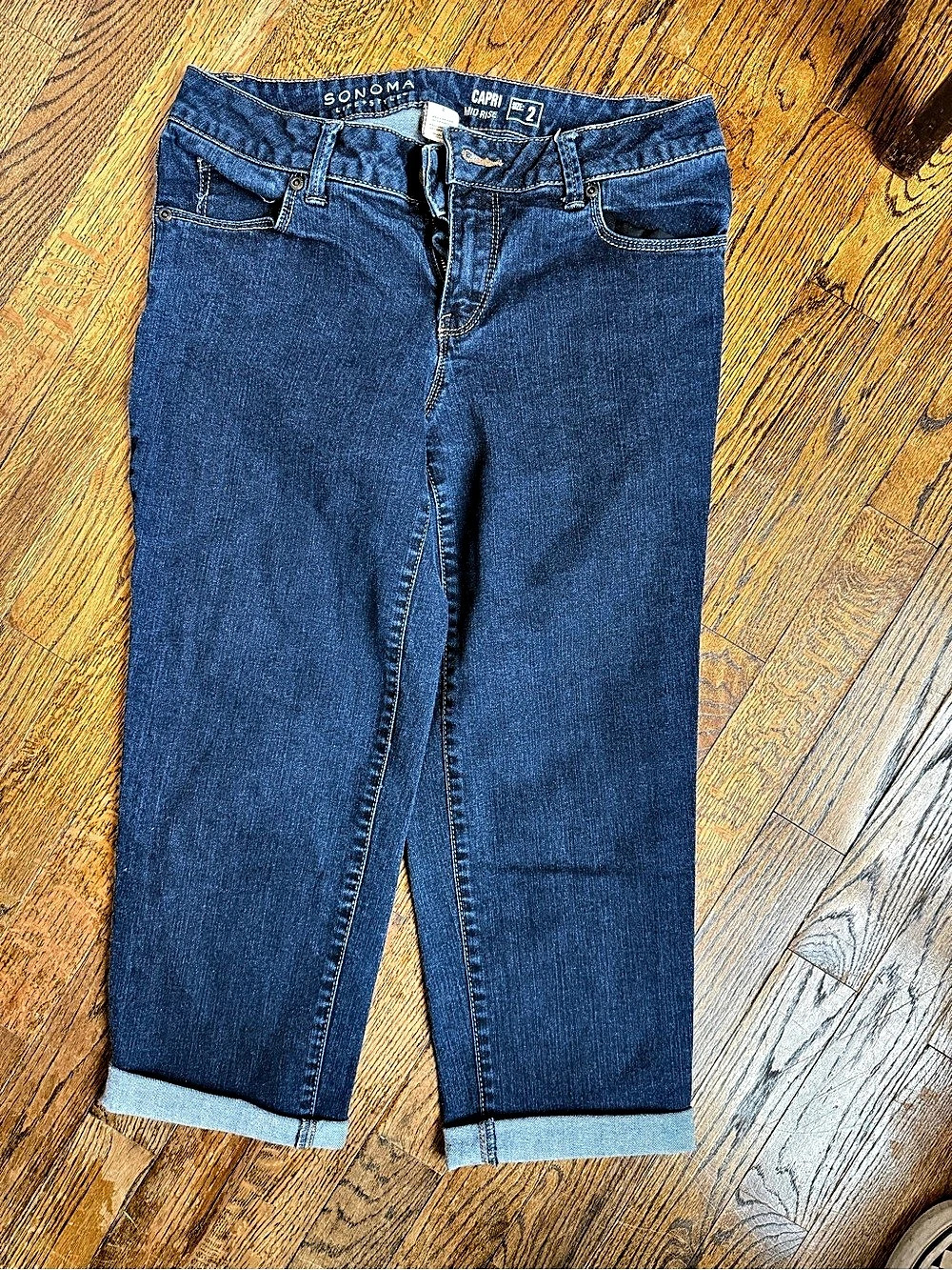 SONOMA Capri Mid Rise Straight Leg Jeans in Blue Size 2